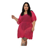 Saída De Praia Tricot Plus Size Babado Cordão Verão Banho
