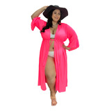 Saída De Praia Vestido Canga Manga Kimono Plus Size Oferta