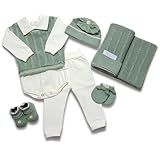 Saida Maternidade Completa Recem Nascido Menino Menina 7 Peças Sanches Baby -A Verde Militar Com Natural-