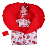 Saída Maternidade Inverno Charmosinha Floral Com Porta Bebê