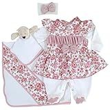 Saida Maternidade Menina Charlote 05 Peças Roupas De Bebê -Rosê- Tamanho Único-