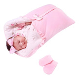 Saída Maternidade Rosa Menina Com Saco De Dormir Luxo