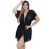 Saída Praia Kimono Curta Vestido Cangas Luxo Blogueira Pareô Cor Preto Tamanho G1