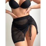 Saida Praia Saia Curta Feminina Puxe Ajustável Tricot