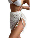 Saida Praia Saia Curta Feminina Puxe Ajustável Tricot