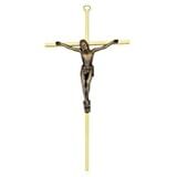 Saint Francis Cromo Crucifixo De Metal Em Tom Dourado Tradicional De 25 Cm Com Corpus De Bronze - Decoração De Parede Religiosa Elegante
