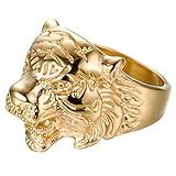 SAINTHERO Anel Masculino De Aço Inoxidável 316L Vintage Gótico Tribal Motociclista Cabeça De Tigre Design Animal Prata Preto Ouro Ouro Preto Tamanho 7 13 Aço Inoxidável