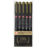 Sakura Pigma Micron Black Barrel 5 Fineliners conjunto De 5