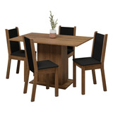 Sala De Jantar Mesa Tampo Madeira 4 Cadeiras Tina Madesa Rp 50077k4tpt Cor Marrom preto