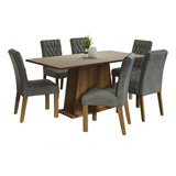 Sala Jantar Mesa Tampo Madeira 6 Cadeiras Madesa Britney Sil Cor Rustic crema silver Xmmdja060137sl