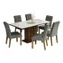Sala Jantar Mesa Tampo Vidro 6 Cadeiras Geórgia Madesa Rbs Cor Rustic/branco/silver Desenho Do Tecido Das Cadeiras Liso