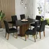 Sala Jantar Mesa Tampo Vidro 6 Cadeiras Geórgia Madesa Rpo Cor Rustic/preto/oxford Desenho Do Tecido Das Cadeiras Listrado