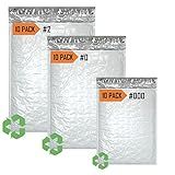 Sales4Less Envelopes De Plástico Bolha N 2 8 5 X 12 Pacote Com 10 0 6 X 10 Unidades 000 4 X 8 Pacote Com 10 Envelopes Acolchoados à Prova D água Pacote Variado Branco