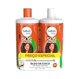 Salon Line- Kit Shampoo E Condicionador- SOS Cachos- Coco- Tratamento Profundo- Vegano - Cabelos Ondulados- Cacheados E Crespos- 1 L Cada