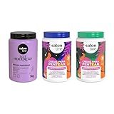 Salon Line Kit Com 2 Cremes De Pentear Máscara De Hidratação Bio Reconstrução Somente A Máscara Não é Vegana Para Todos Os Tipos De Cabelos 1 Kg