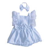 Salopete Com Tiara Infantil Body Feminina Bebê P a Batizado