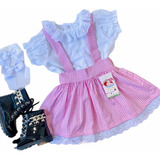 Salopete Fazendinha Xadrez Rosa Lizzie