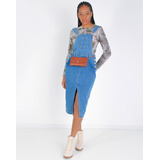 Salopete Jeans Midi Feminino Sawary