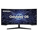 Samsung C34G55TWWL Odyssey 34 Monitor Gamer Curvo WQHD 165Hz 1ms Tela Ultrawide HDMI Display Port Freesync Premium Preto Série G5