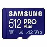 Samsung Cartão De Memória MicroSD PRO Plus - Adaptador- 512 GB MicroSDXC- Até 180 MB-s- Full HD E 4K UHD- UHS I- C10- U3- V30- A2- Para Smartphones Android- Tablets- GoPro E Drone DJI -MB MD512SA-AM-