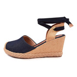 Sandália Anabela Feminina Sapato Espadrille Plataforma