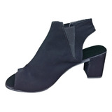 Sandália Ankle Boot Salto Bloco Feminina Preto