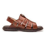 Sandália Anti Stress Chinelo Masculino Ortopédico Couro Ofer