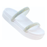 Sandália Birken Papete Feminina Chinelo Flatform Tira Strass