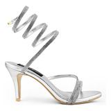 Sandália Espiral Gladiadora Salto Fino Tendencia Moda Cobra