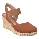 Sandália Feminina Anabela De Salto Elástico Confortável Flat Grosso Macia -Marrom- BR- Adulto- Numérico- 36-