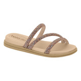 Sandália Feminina Rasteira Slide Strass Conforto Original