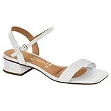 Sandália Feminina Salto Bloco Pelica Branco Vizzano 6454-111