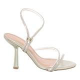 Sandalia Feminina Strass Salto