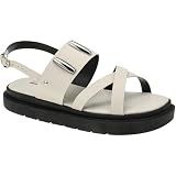 Sandalia Flatform Com Fivela Enfeite Rebite Birk Confort Super Macia Confortável 1586 -Off White- BR- Adulto- Numérico- 39-