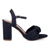 Sandalia Moda Feminina Salto Alto Grosso 9 Cm Bico Fino