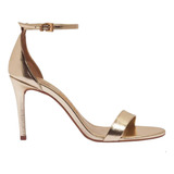 Sandalia Napa Soft Dourada Salto Alto