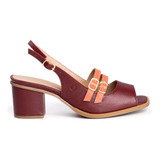 Sandália Peep Toe Em Couro Legitimo Retrô Jobim