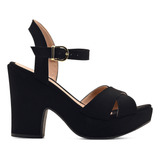 Sandalia Plataforma Camurca Feminina