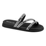 Sandalia Rasteira Feminina Strass