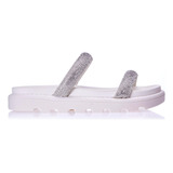 Sandalia Rasteira Feminina Strass