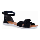 Sandália Rasteirinha Feminina Cruz Fecho Lateral Fivela