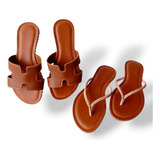 Sandália Rasteirinha H E Chinelo Feminino Kit Com 2 Pares