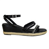 Sandalia Sapato Casual Anabela Moleca Macia Leve Preta Nfe