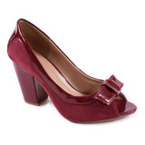 Sandalia Sapato Peep Toe Feminy Salto Grosso Lançamento