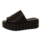 Sandália Tamanco Flat Plataforma Feminina Spikes Confortável
