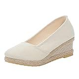 Sandálias Femininas De Verão Com Salto Alpargata Plataforma Anabela Sapatos De Dedo Fechado Sandálias Plataforma Elegantes Branco 38 