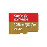 SanDisk Cartão De Memória Extreme MicroSDXC UHS I 128 GB Para Jogos Móveis Nintendo Switch GoPro Hero C10 U3 V30 4K A2 Cartão MicroSD SDXC SDSQXA1 128G GN6MA Preto