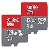 SanDisk Cartão De Memória Ultra MicroSDXC UHS I De 128 GB  2 Unidades  Com Adaptador   SDSQUAB 128G GN6MT  Nova Versão 