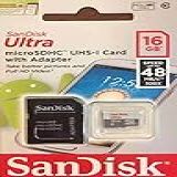 Sandisk Cartão Micro Sdhc Ultra Sdsqunb-016g-gn3mn 16gb 48mb/s Uhs-i Classe 10