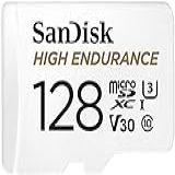 SanDisk Cartão MicroSDXC De Alta Resistência De 128 GB Com Adaptador Para Câmera Veicular E Sistemas De Monitoramento Doméstico C10 U3 V30 4K UHD Cartão Micro SD SDSQQNR 128G GN6IA